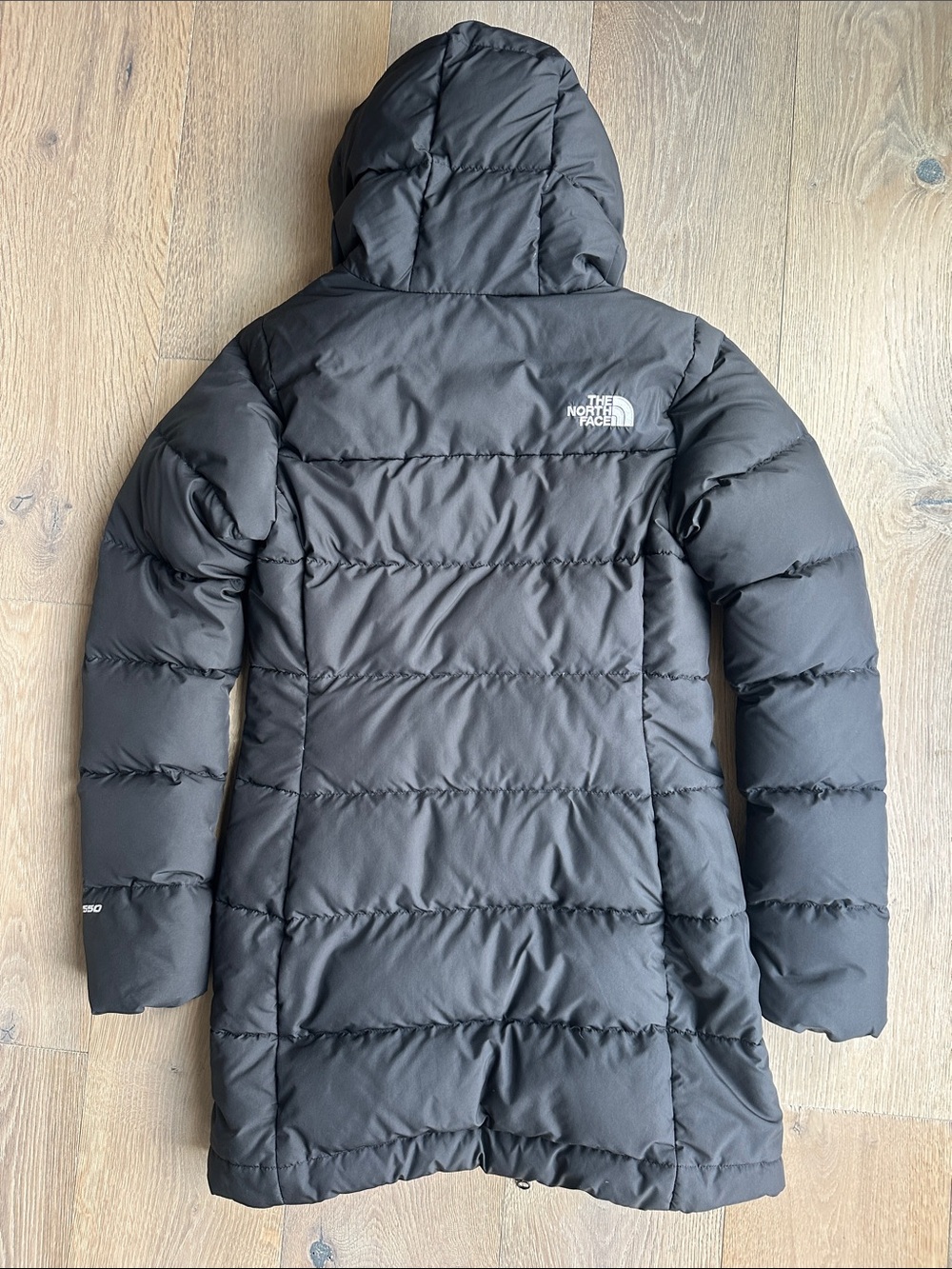 The North Face Women's Black Hooded Long Puffer Jacket - Picture 8 of 8